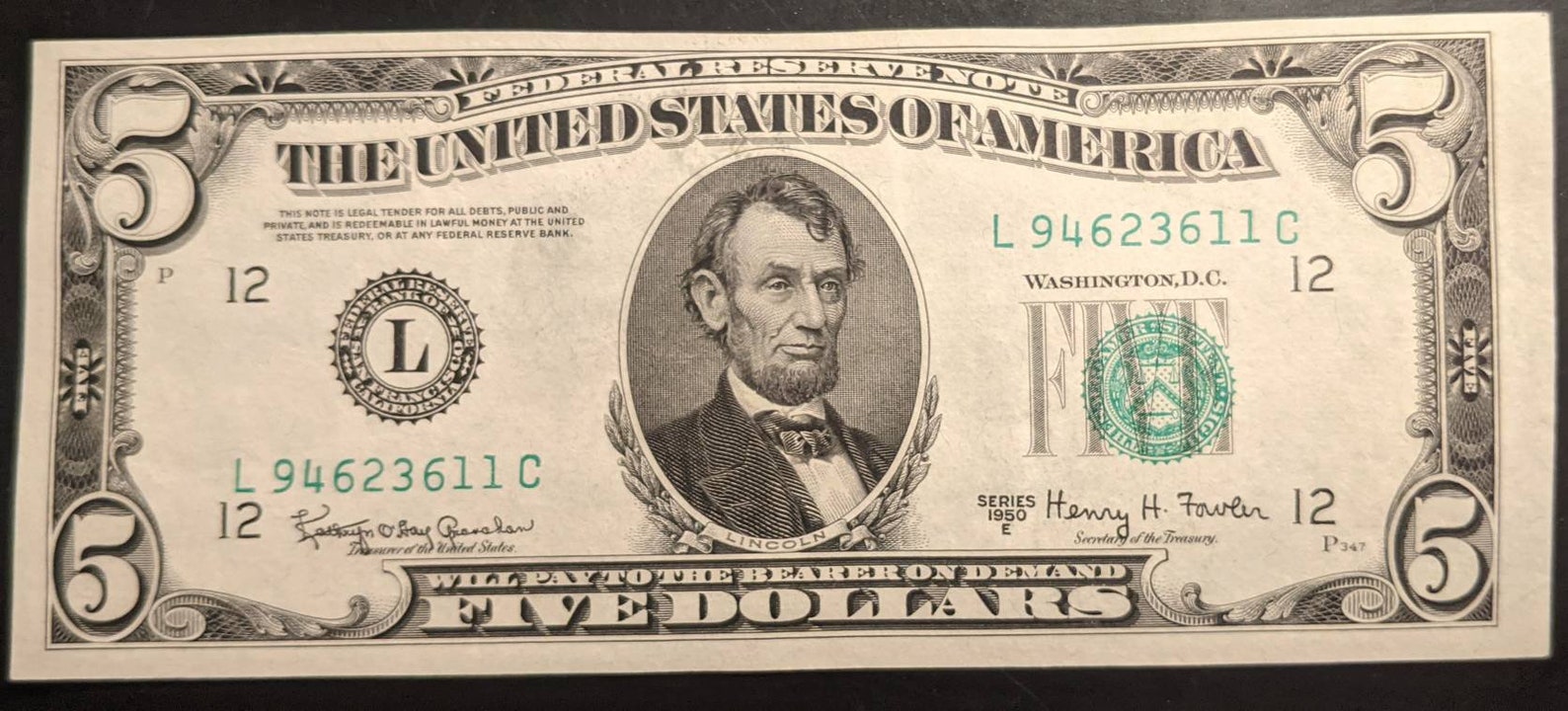 1950E Vintage Higher Grade Note Five Dollar Bill Green seal | Etsy