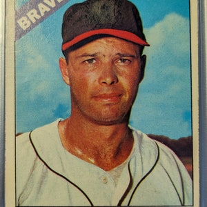 Autentica Topps 1966 #200 Eddie Mathews Milwaukee Atlanta Braves HOF PSA 4 Carta da baseball antica originale di grado solido, gradevole per l'occhio