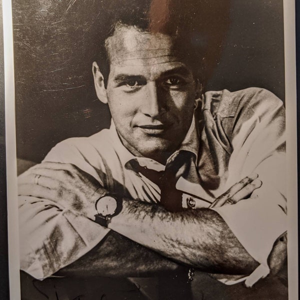 Paul Newman Vintage Autografiado escaso 8x10 clásico blanco y negro foto hollywood posar certificado Antique