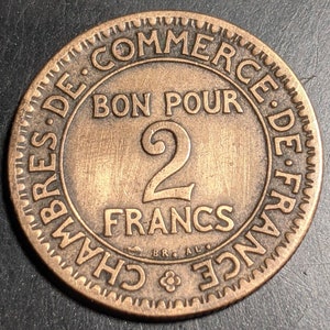 mill-sime-1923-haute-grade-2-francs-bon-pour-france-chambre-du-commerce