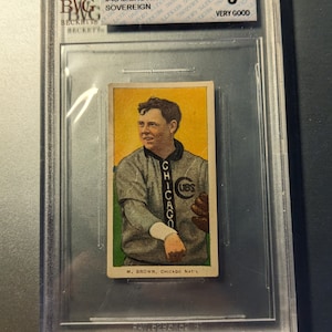 Authentisches 1909-11 T206 3 Finger Brown HOF Chicago Cub BVG 3 VG Knappe Sovereign Rückseite weißer Border Tabakkarte authentischer Baseball Vintage