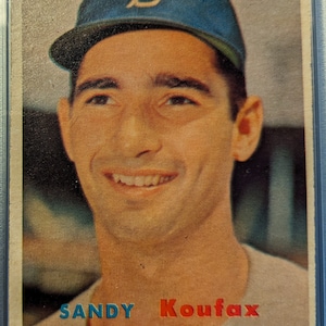 Authentische 1957 Topps # 302 Sandy Koufax Los Angeles Brooklyn Dodgers PSA 2 Antike Super Eye Appeal original Baseball Karte
