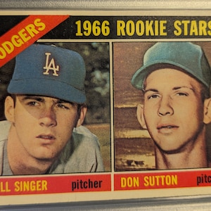 Autentica Topps 1966 #288 Don Sutton RC Rookie Card Los Angeles Dodgers PSA 3 Carta da baseball antica originale di grado solido, bell'aspetto
