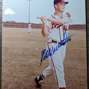 Eddie Mathews Pristine 8 x 10 Autographed Milwaukee Atlanta Braves Photograph Signed !! Hall of Famer Autograph