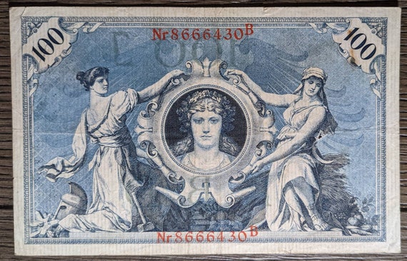 タイタニックMerchant's National 紙幣 複製　証明書付き額入り ヴィンテージ 希少 1908年 流通量少 ドイツ帝国皇帝 巨大 100 マルク
