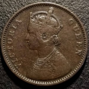 1862 India Quarter Anna Queen Victoria Super World Coin Authentic Great Piece 1.00 Shipping