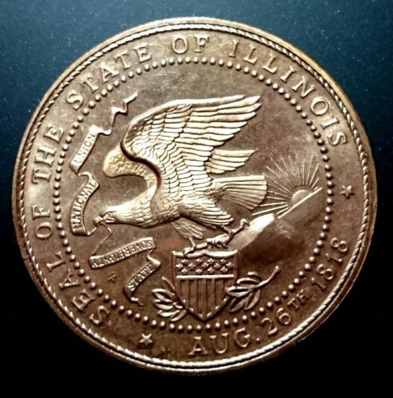 Vintage 1818-1968 Illinois Sesquicentennial 150 years of progress medal token Springfield Antique Vintage Authentic Coin 1.00 Shipping