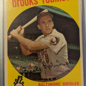 Authentische 1959 Topps # 439 Brooks Robinson Baltimore Orioles PSA 3.5 Sehr gut abgestufte Baseballkarte HOF Solid grade Super Eye Appeal
