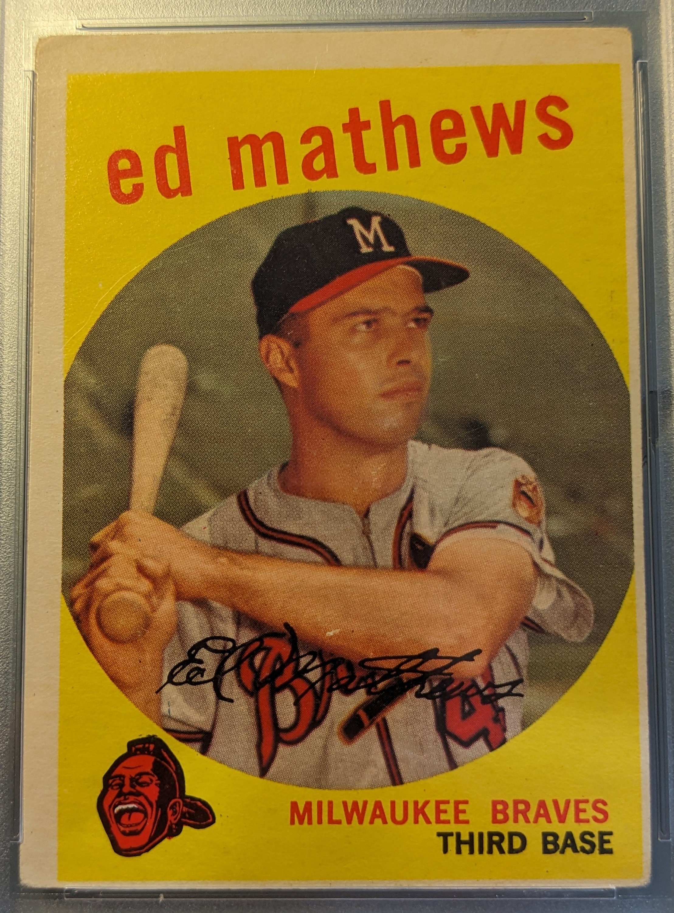 Vintage Authentic 1959 Topps #450 Eddie Mathews Milwaukee Braves