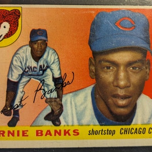 Authentische 1955 Topps # 28 Ernie Banks Chicago Cubs SGC 40 VG 3 Solide Antike Super Eye Attraktivität original authentische Baseballkarte