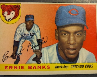Authentic 1955 Topps #28 Ernie Banks Chicago Cubs SGC 40 VG 3 Solid grade Antique super eye appeal original authentic baseball card