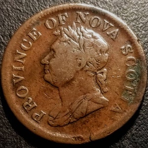 Rare 1832 Province of Nova Scotia One Cent Token World Coin Authentic Great Piece 1.00 Shipping