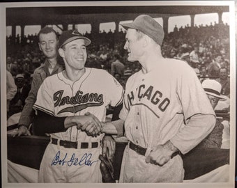 SALE  HOF Bob Feller Cleveland Indians Vintage Autographed Major League Authentic 8x10 Hall of Famer Antique baseball Photo