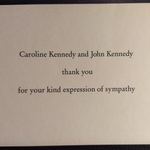 Cartão de resposta RARO Vintage John & Caroline Kennedy Memorial da antiguidade do Presidente John F. Kennedy dos anos 1960 em Washington DC