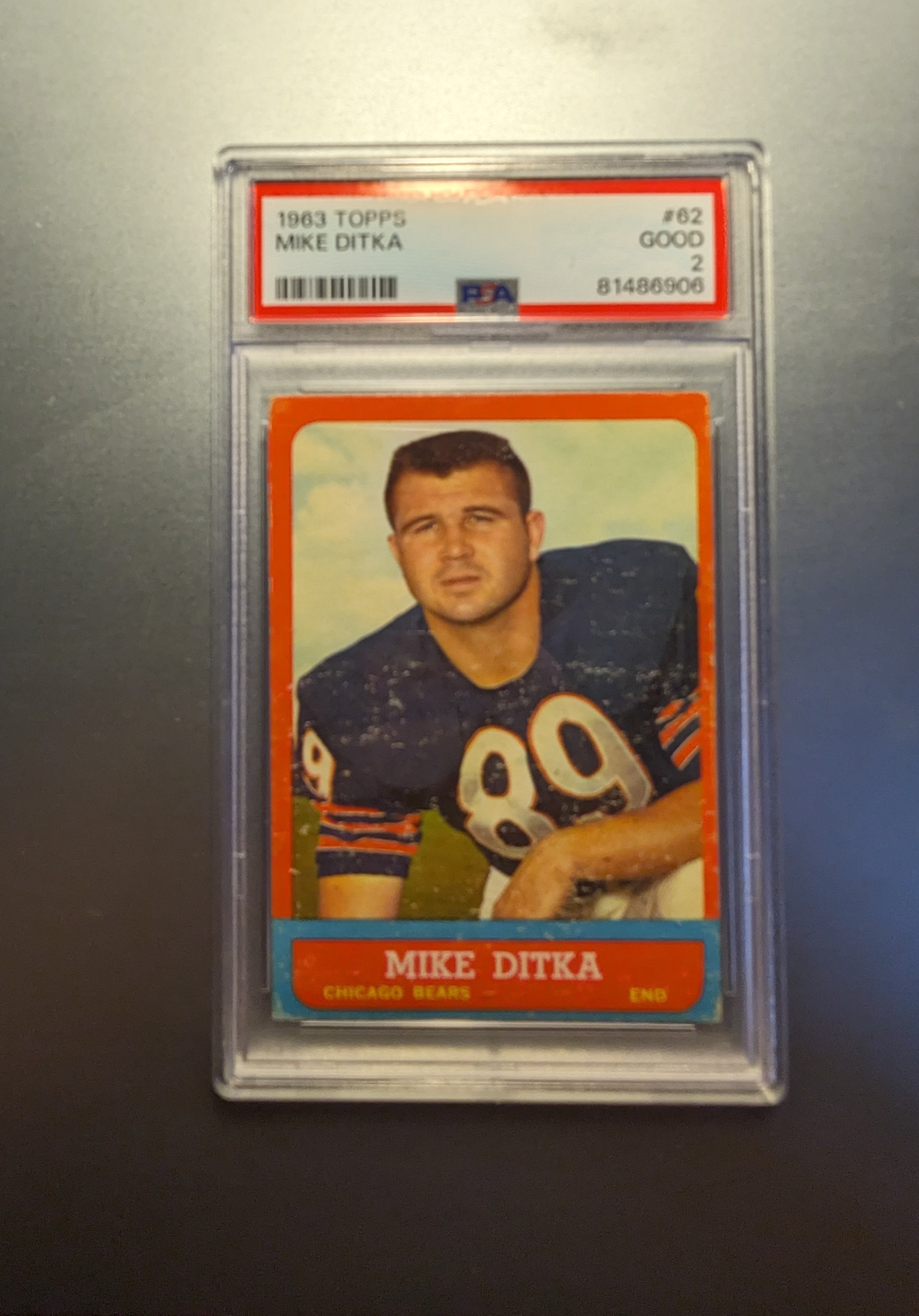 Authentic 1963 Topps #62 Mike Ditka Chicago Bears PSA 2 Solid