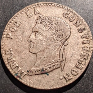 Knapp 1854 Bolivien 4 vier Sohlen Silber alte Welt Münze Republica Boliviana Antik