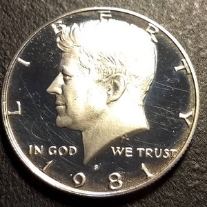 Proof 1981 S Higher Grade Vintage Kennedy Half Dollar Fifty cent Jfk from roll U.S. Coin 1.00 Shipping