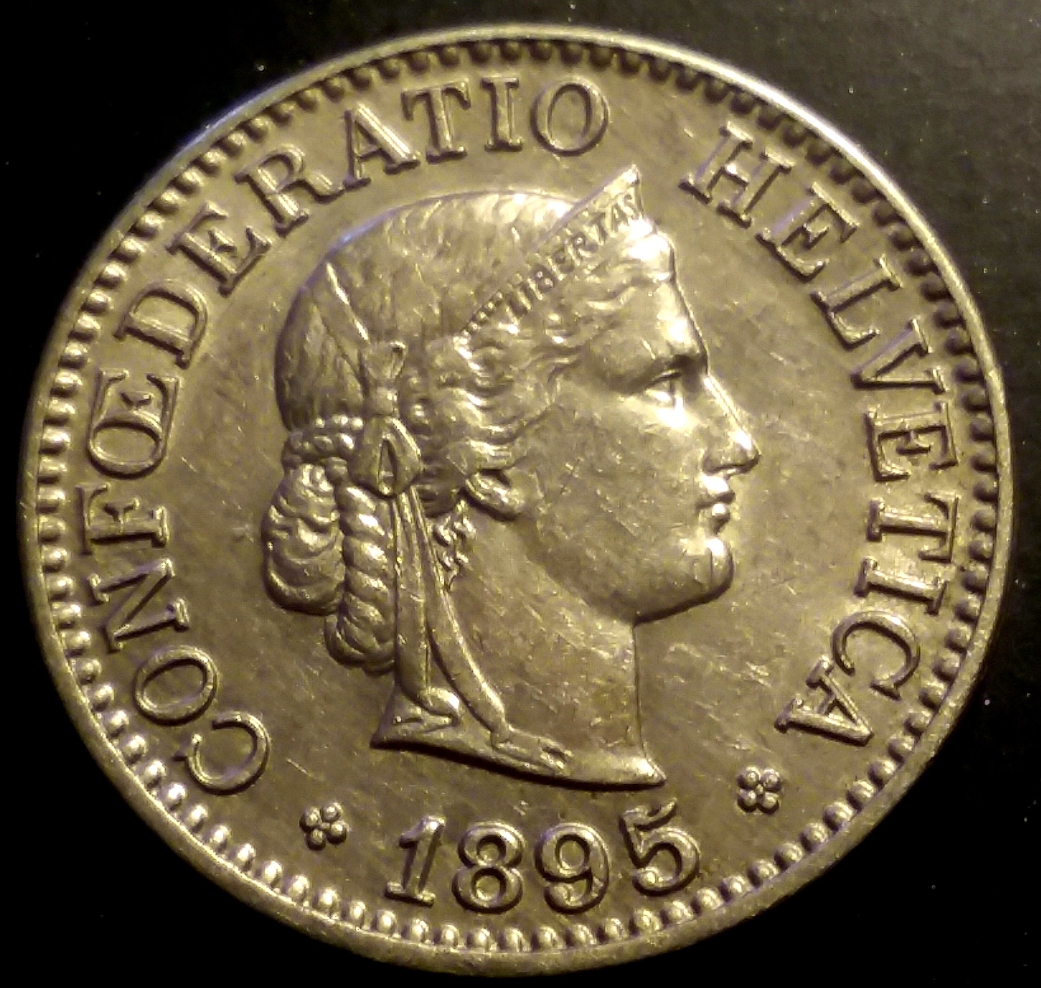 1895 B Higher Grade Switzerland 10 Rappen Helevetia Coin Bern Mint