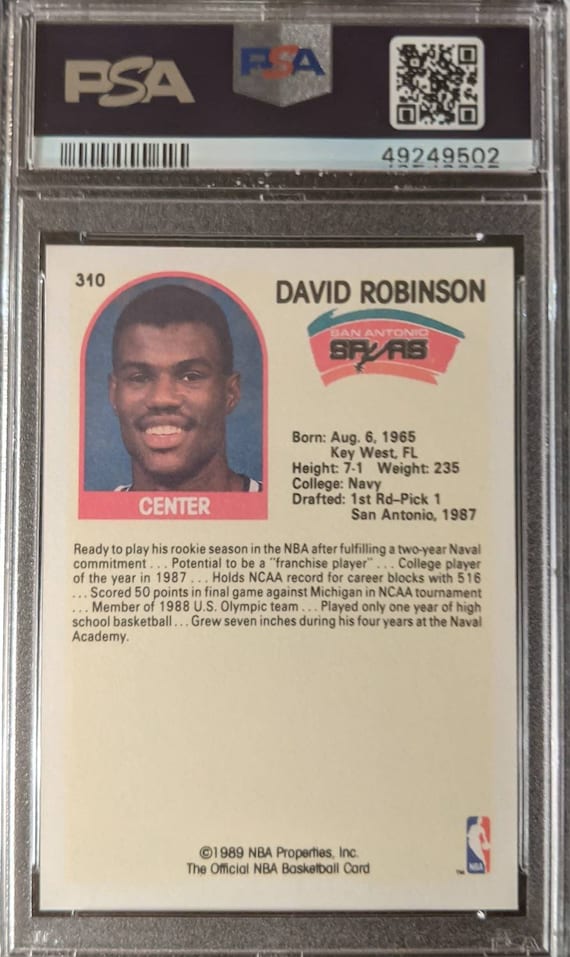 PSA 9 David Robinson 1989 Hoops #310 Rookie Mint HOF Hall of Famer