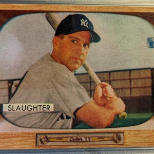 Autentico 1955 Bowman #60 Enos Slaughter HOF New York Yankee PSA 2 bel grado super eye appeal carta da baseball autentica originale 1.00 Nave