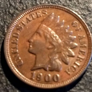 Antique Vintage 1900 Full Liberty Indian Head Cent Authentic U.S.Coin Penny 1.00 Shipping