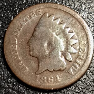 Vintage 1864 Solid Grade Indian Head Cent Authentic U.S. Coin Antique Penny 1.00 Shipping