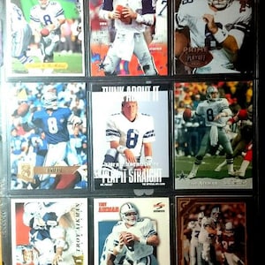 Vintage viel 9 Troy Aikman Hall of Fame Fußball Karten der Dallas Cowboys große! Ursprünglichen authentischen Sport Karten 1,00 Schiff