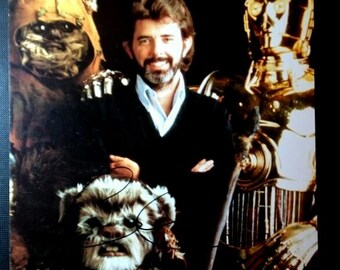SALE Antique Vintage Autographed 1980's Autographed 8x10 Photograph of Star Wars great George Lucas