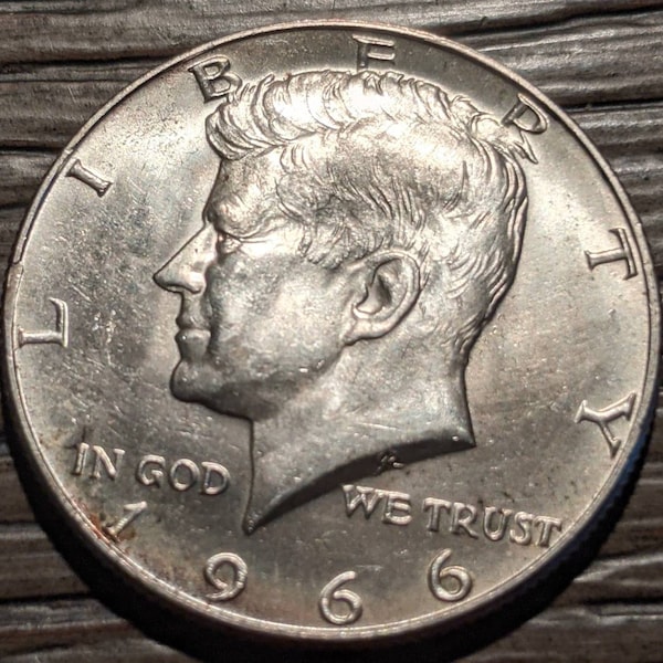 Vintage 1966 Silver John F Kennedy Nicer Grade Half Dollar Authentic Antique Great Piece Coin Liberty Bell Piece 1.00 Shipping