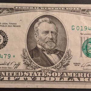 1974 Fifty Dollar Star * Opmerking Chicago" Geboortenota 1945 Serienummer Nice Condition Green Seal United States bankbiljet valuta 1.00 Schip