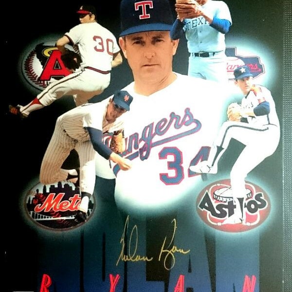 SALE Antique Vintage Autographed Nolan Ryan Hall of Fame Major League Authentic 8x10 baseball Photo certified by Global Authentics 1.00 ship