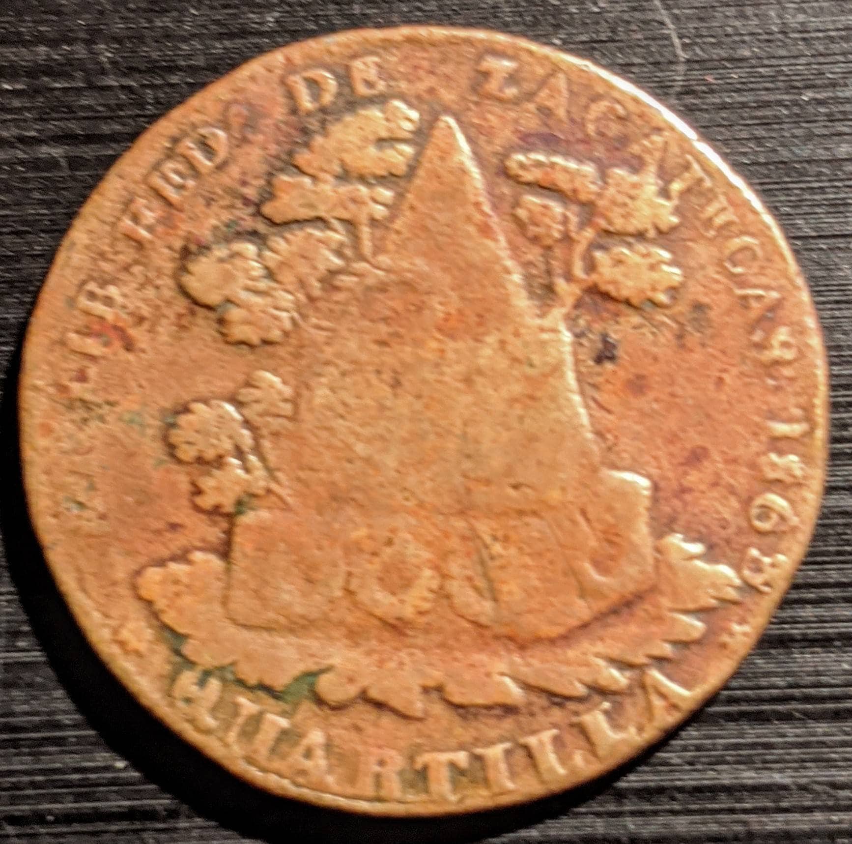 Scarce 1863 Zacatecas Octavo De Real 1/8 Reales Vintage Coin Old
