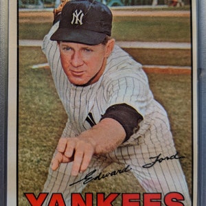 Authentische 1967 Topps #5 Whitey Ford New York Yankees PSA 3.5 Antique Vintage Super Hingucker original authentische Baseballkarte