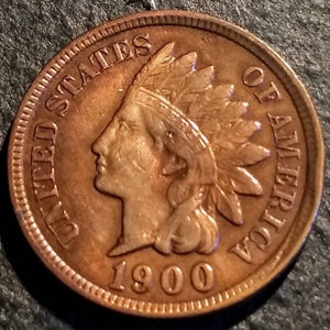 Antique Vintage 1900 Full Liberty Indian Head Cent Authentic U.S.Coin Penny 1.00 Shipping