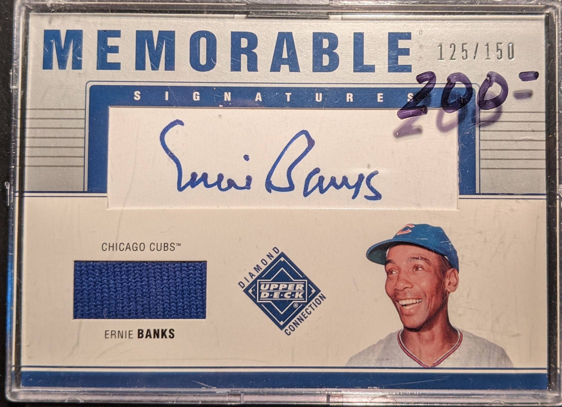 Ernie Banks Auto Memorable Jersey Patch Card Authentic Game 