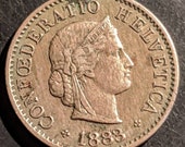 Scarce 1883 B Nicer Grade Switzerland 5 Rappen Helevetia Swiss Coin Bern Mint World Coin Old Piece 1.00 Shipping