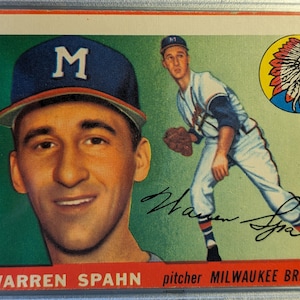Authentische 1955 Topps # 31 Warren Spahn Milwaukee Braves HOF PSA 4 MC Solid grade Antique Super Eye Appeal original authentische Baseball Karte