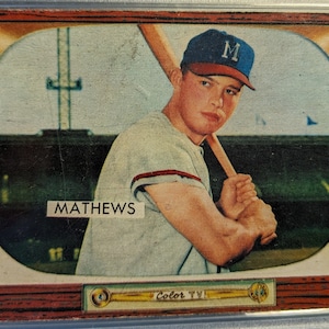 Autentico Bowman n. 103 del 1955 Eddie Mathews Milwaukee Braves PSA 1.5 bel grado super eye appeal carta da baseball autentica originale 1.00 Nave