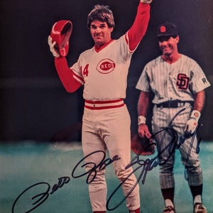 Pete Rose Steve Garvey Duel Signed 15x17 Framed and Matted Signed Vintage Autographed Major League Authentic 8x10 baseball Photo certified