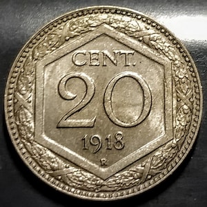 Rare 1918 vingt 20 Cents plus Grade Centesimi Italie Couronne Savoie bouclier terrestre de pièce ancienne pièce italienne 1,00 expédition