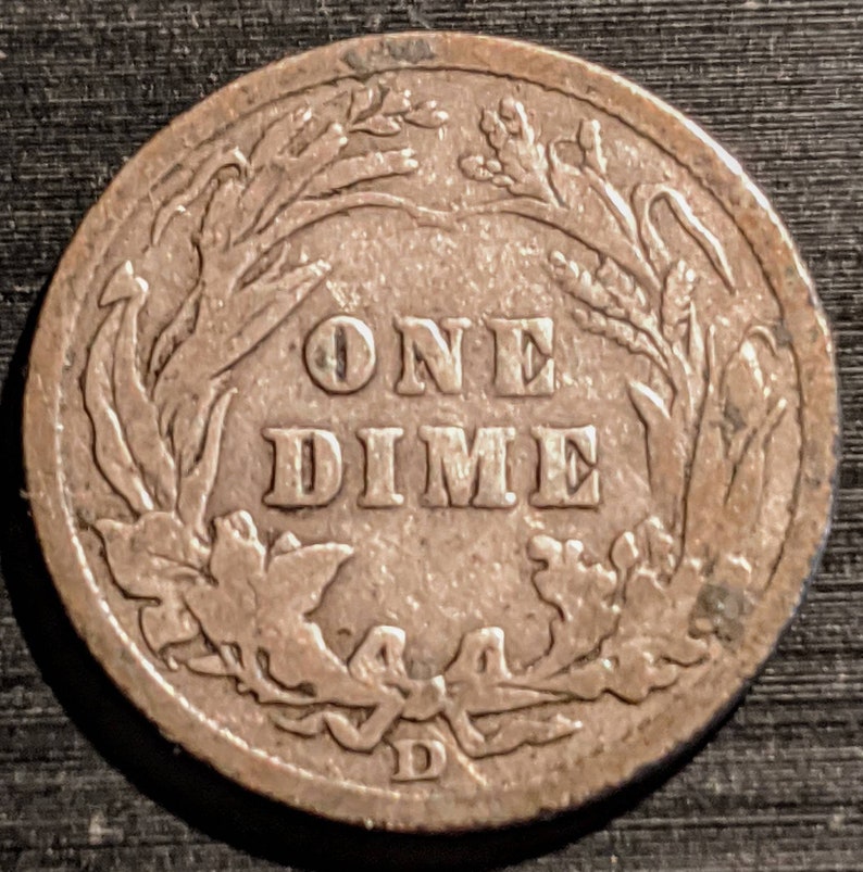 Coin 1.00 Shipping 1906-D Antique Solid Date Vintage Silver Barber Dime Ten Cent Piece Authentic U.S