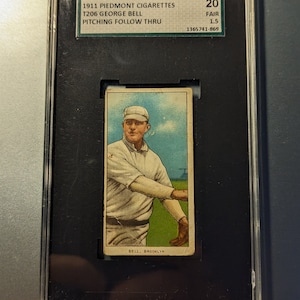 Autentico originale 1909-11 T206 George Bell SGC 20 F 1.5 Piemonte retro bordo bianco Carta di tabacco autentico baseball Antique Vintage