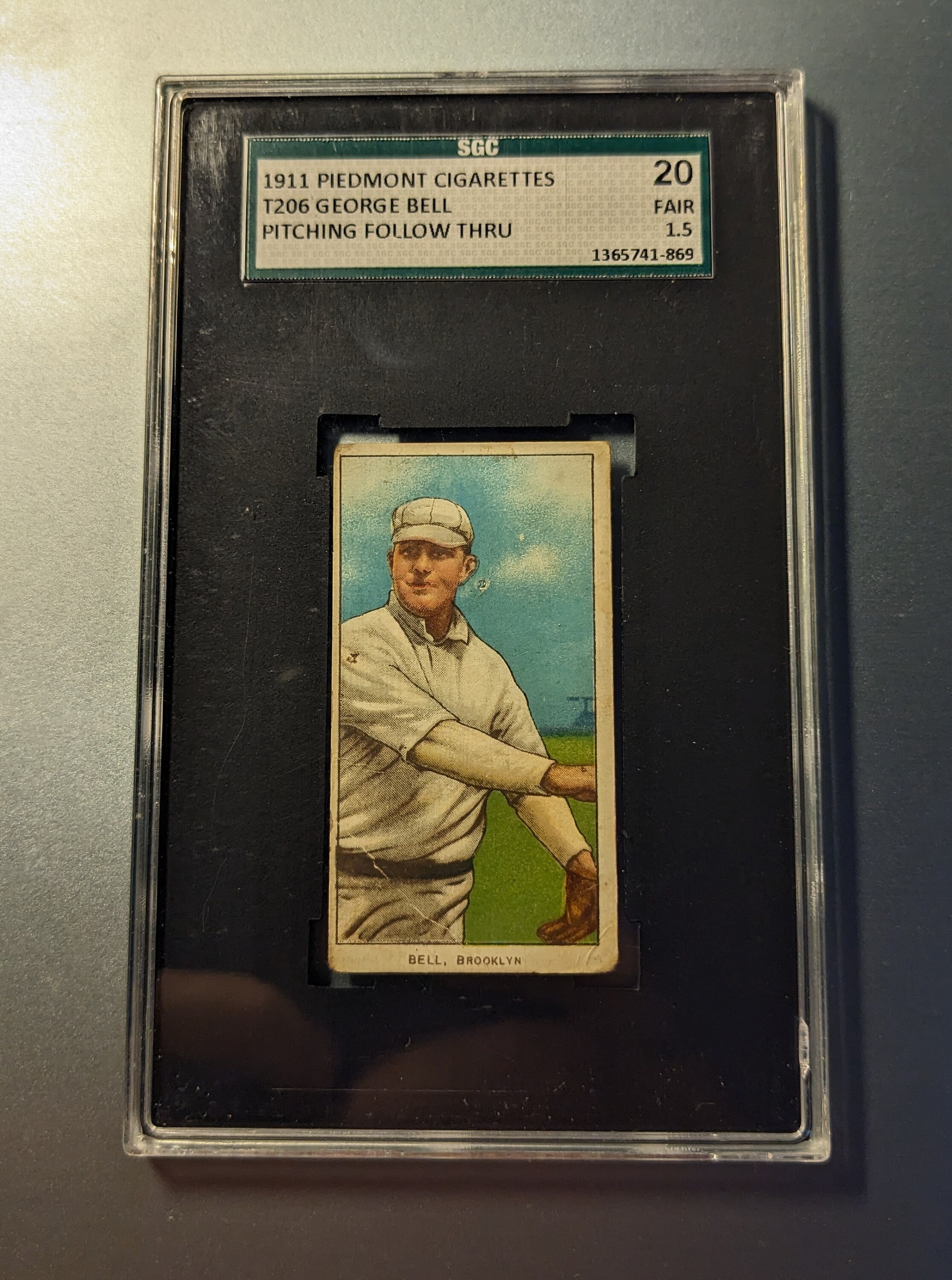 Authentic Original 1909-11 T206 George Bell SGC 20 F 1.5 Piedmont 