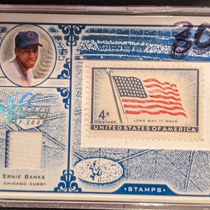 Patch jersey Ernie Banks con carta timbro Gioco autentico Reliquie usate limitate a /100 Chicago Cubs Carta da baseball Donruss di alta qualità