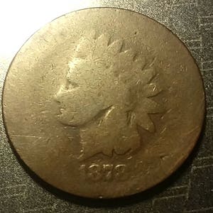 Vintage 1878 Tough Date Solid Grade Indian Head Cent Authentic U.S. Coin Antique Penny 1.00 Shipping