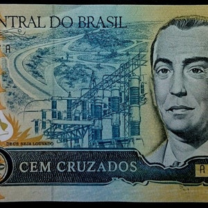 Banco Central Do Brasil 100 CEM Cruzeiros Note Over Stamp On 100 “CEM  CRUZEIROS”