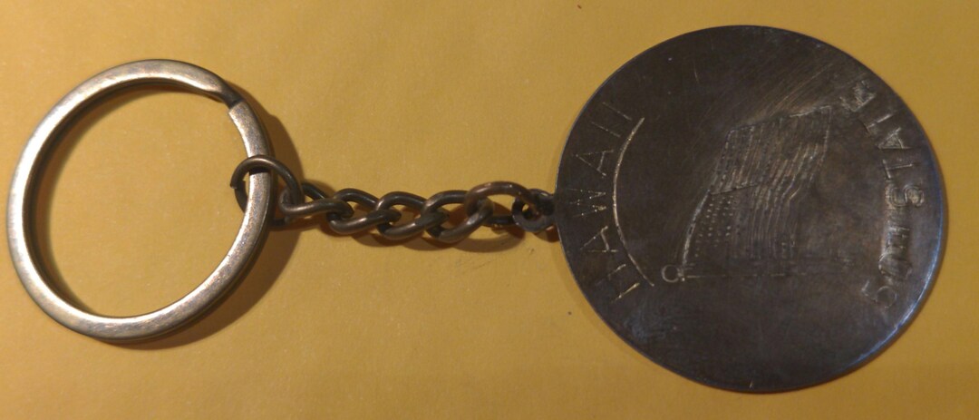 Vintage Aloha From Hawaii Key Chain With Antique Black Ring Recycled ...