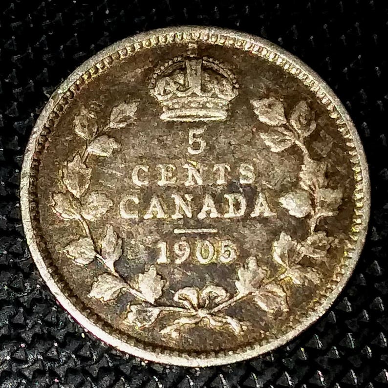 Vintage 1905 Solid Grade Canada Silver Five Cent piece King George Nickel antique canadian 1.00 Shipping