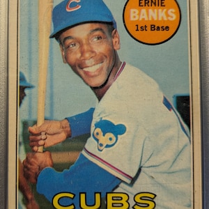 Authentische 1969 Ernie Banks Topps # 20 Chicago Cubs PSA 4. Antike Vintage Super Eye Appeal original authentische Baseballkarte 1.00 Ship