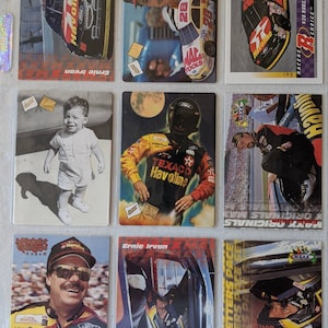 Eine Vintage Viel von 9 Ernie Irvin Nascar Legende Karten große Menge! Original authentische Auto-Rennkarten 1.00 Schiff